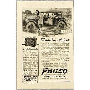 Philco Car Batteries "Wanted--A Philco!" Vintage Print Ad 1923